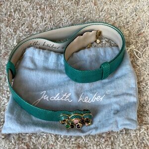 Judith Leiber Teal Belt with Jewel Embellishments